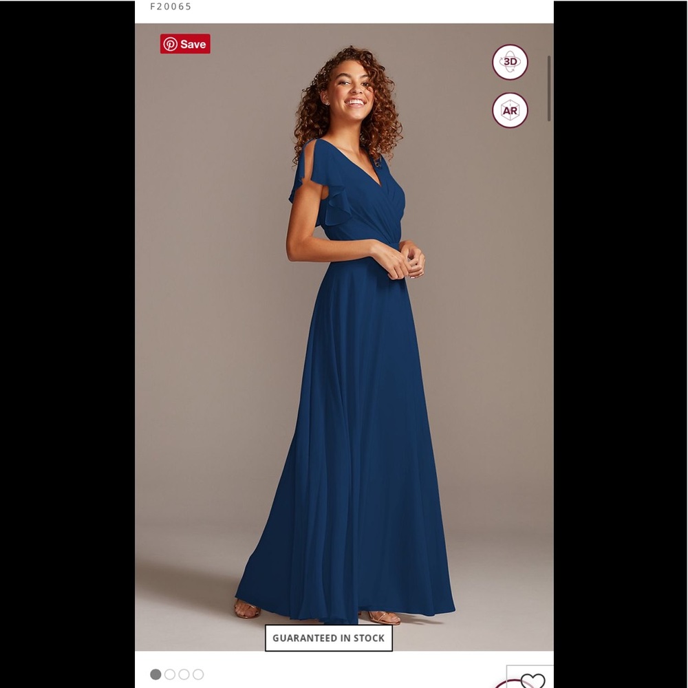 David’s Bridal flutter sleeve bridesmaid dress.